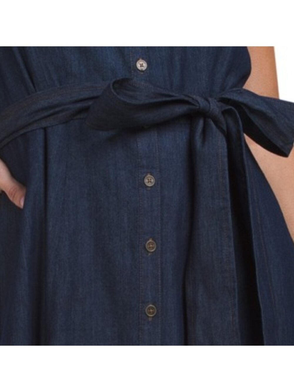 TOMMY HILFIGER Chambray Self Tie Shirt Dress - Picture 4 of 4
